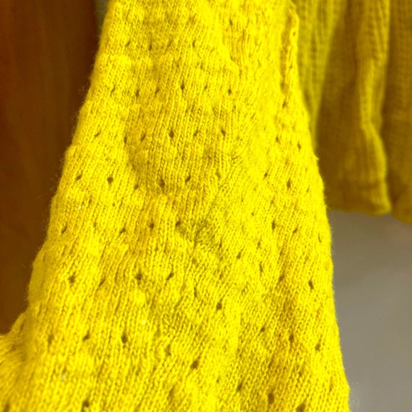 MOTH citron cardigan sweater size small. Pretty open weave pattern has peplum - Picture 3 of 10